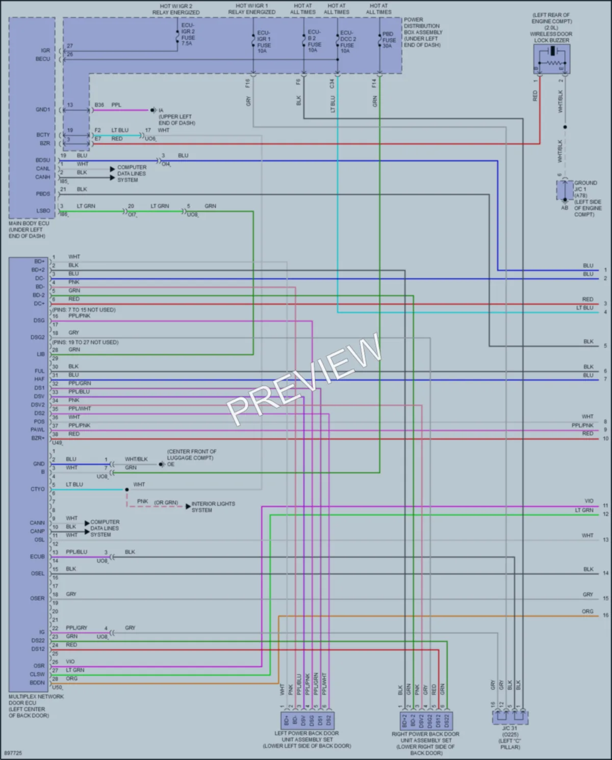 2025 Toyota CorollaCross Trunk Tailgate Fuel Door wiring diagram preview