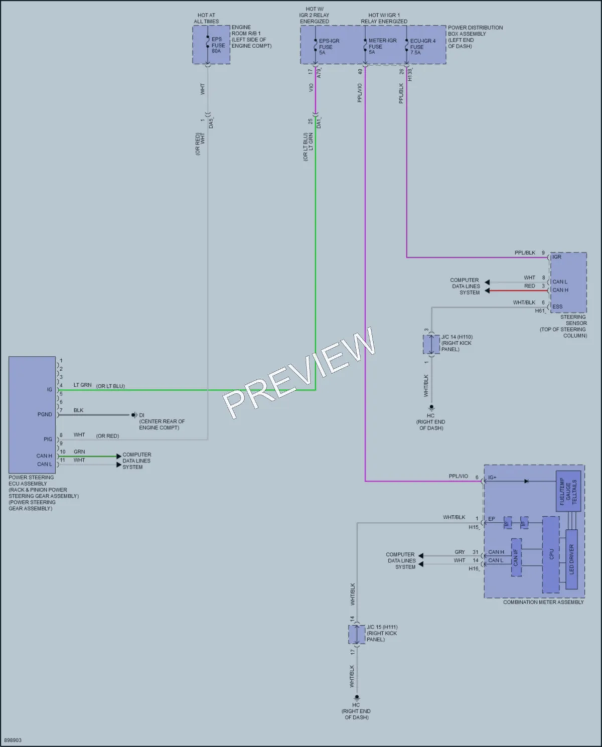 2025 Toyota CrownHybrid Electronic Power Steering wiring diagram preview