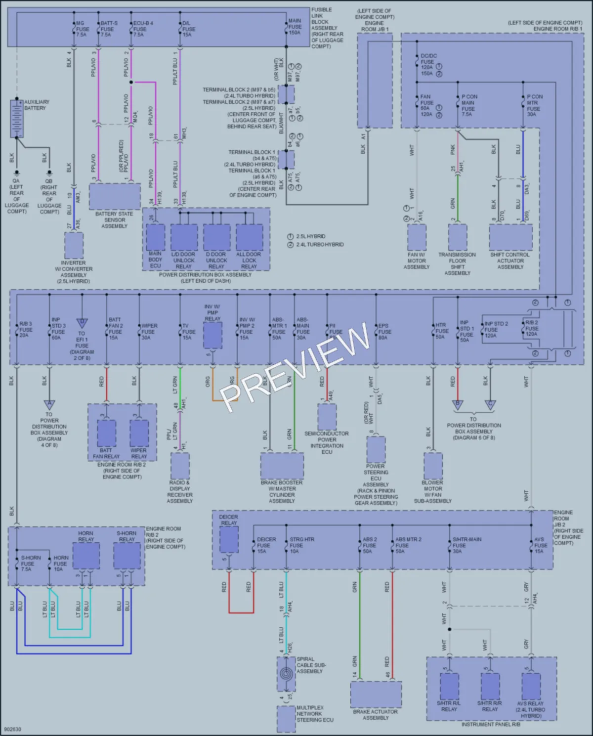 2025 Toyota CrownHybrid Power Distribution wiring diagram preview