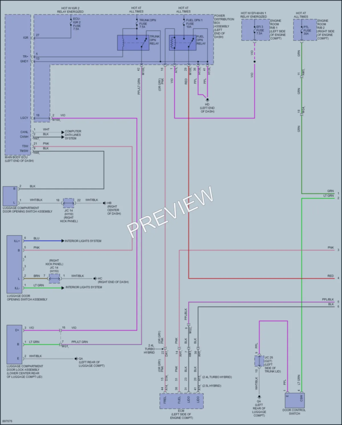 2025 Toyota CrownHybrid Trunk Tailgate Fuel Door wiring diagram preview