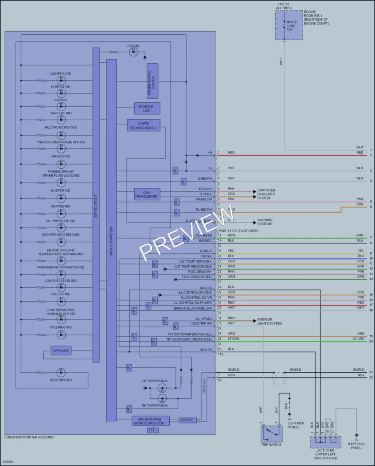 2025 Toyota GR86 Instrument Cluster wiring diagram preview