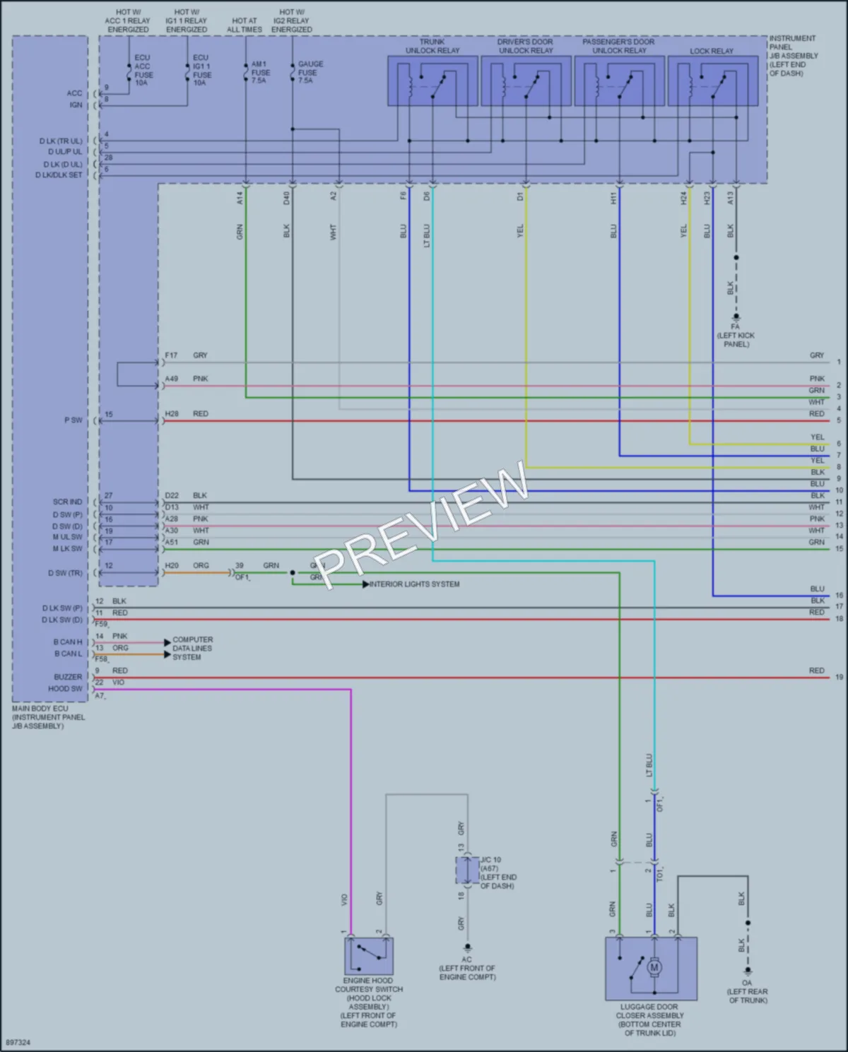2025 Toyota GR86 Power Door Locks wiring diagram preview