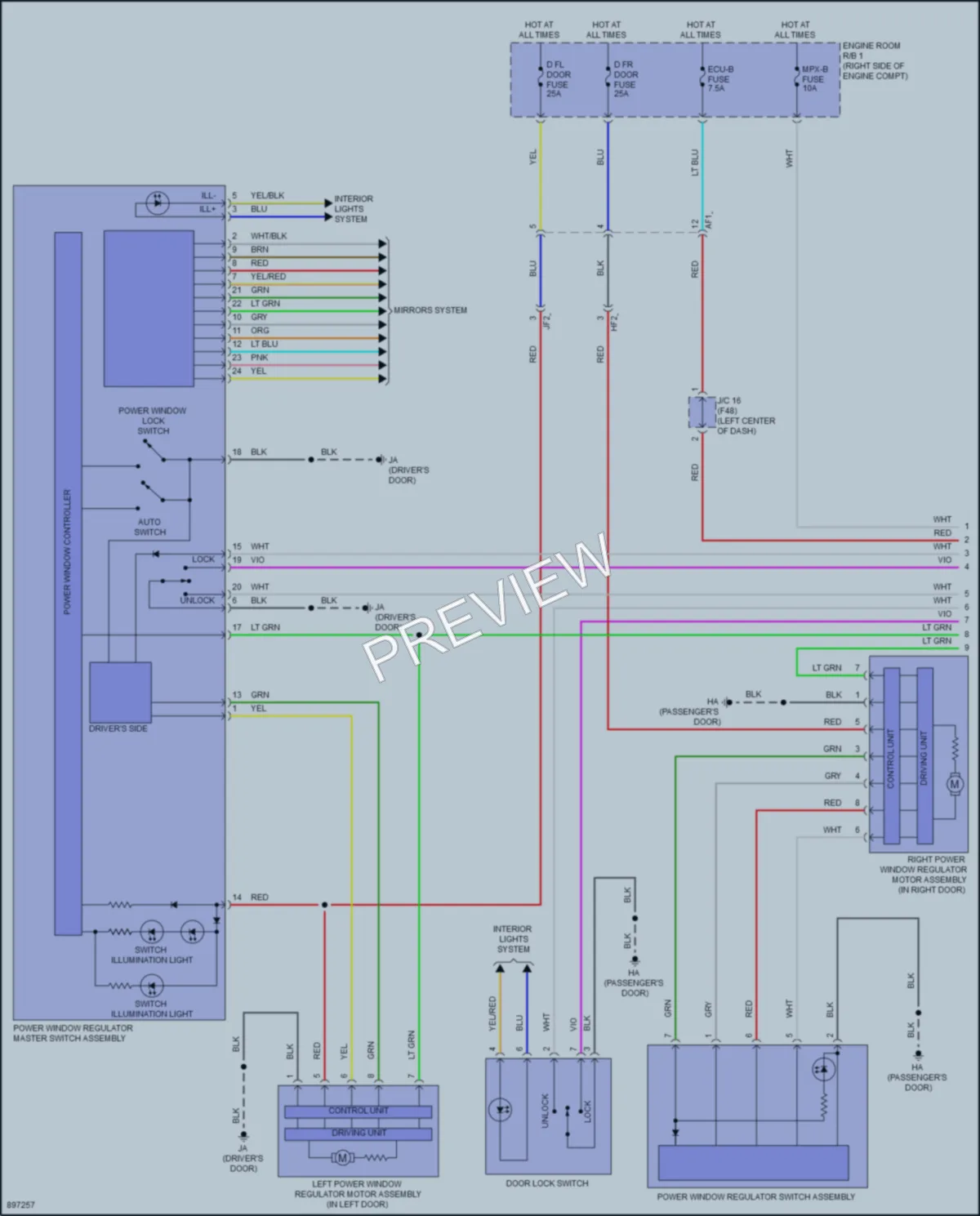 2025 Toyota GR86 Power Windows wiring diagram preview