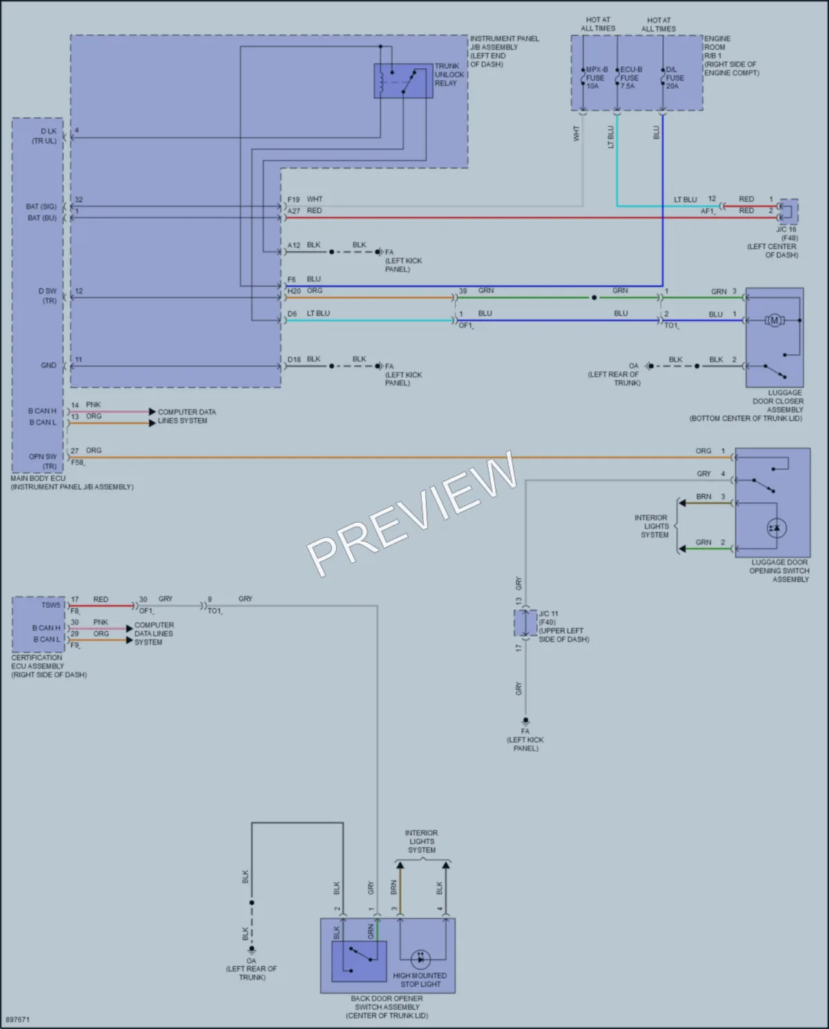 2025 Toyota GR86 Trunk Tailgate Fuel Door wiring diagram preview