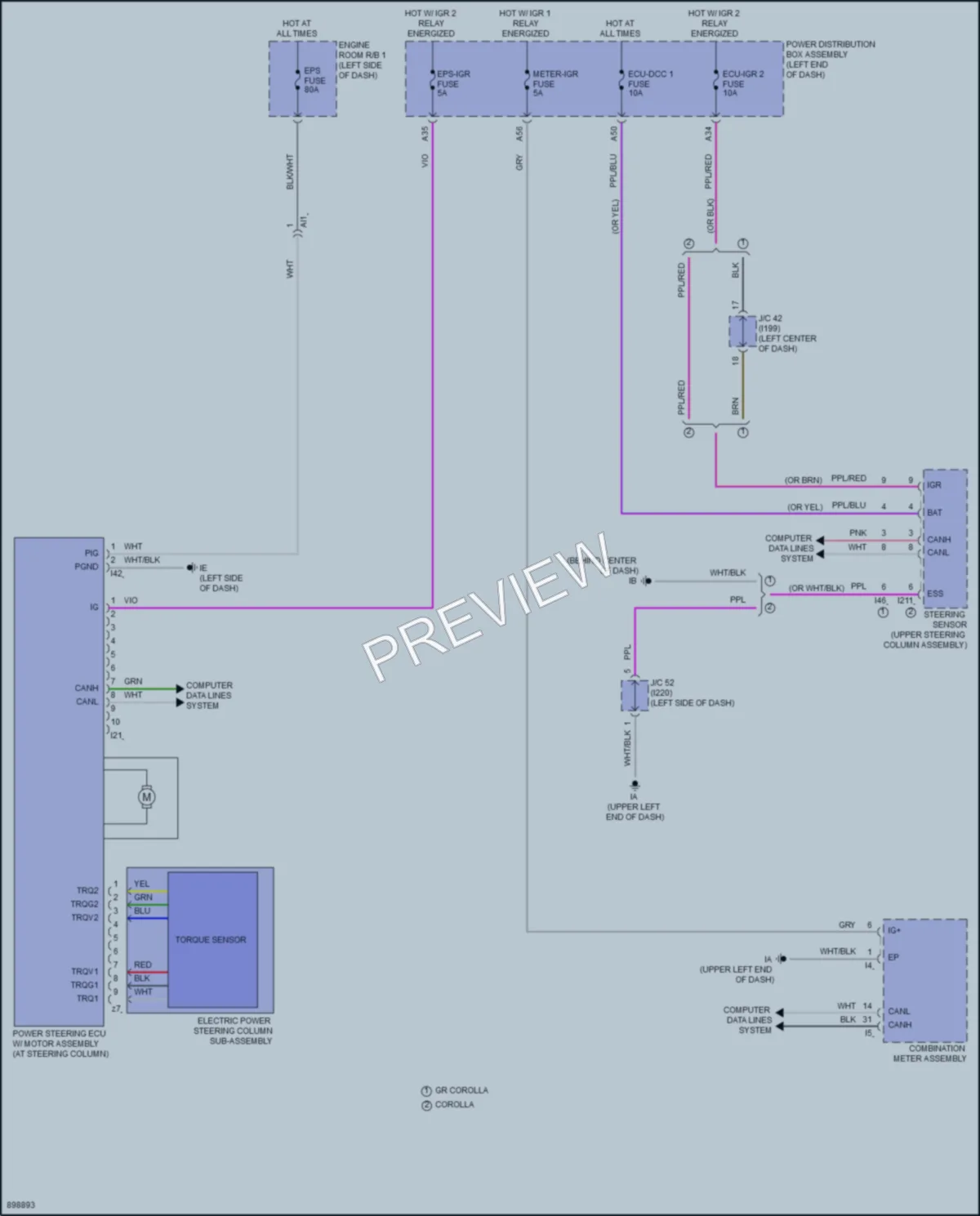 2025 Toyota GRCorolla Electronic Power Steering wiring diagram preview