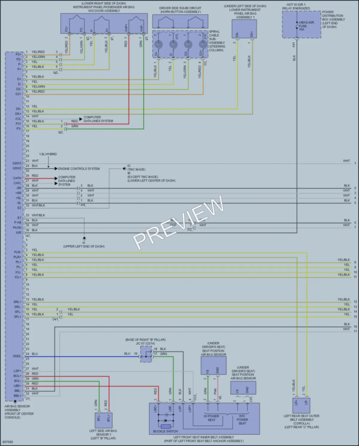2025 Toyota GRCorolla Supplemental Restraints wiring diagram preview