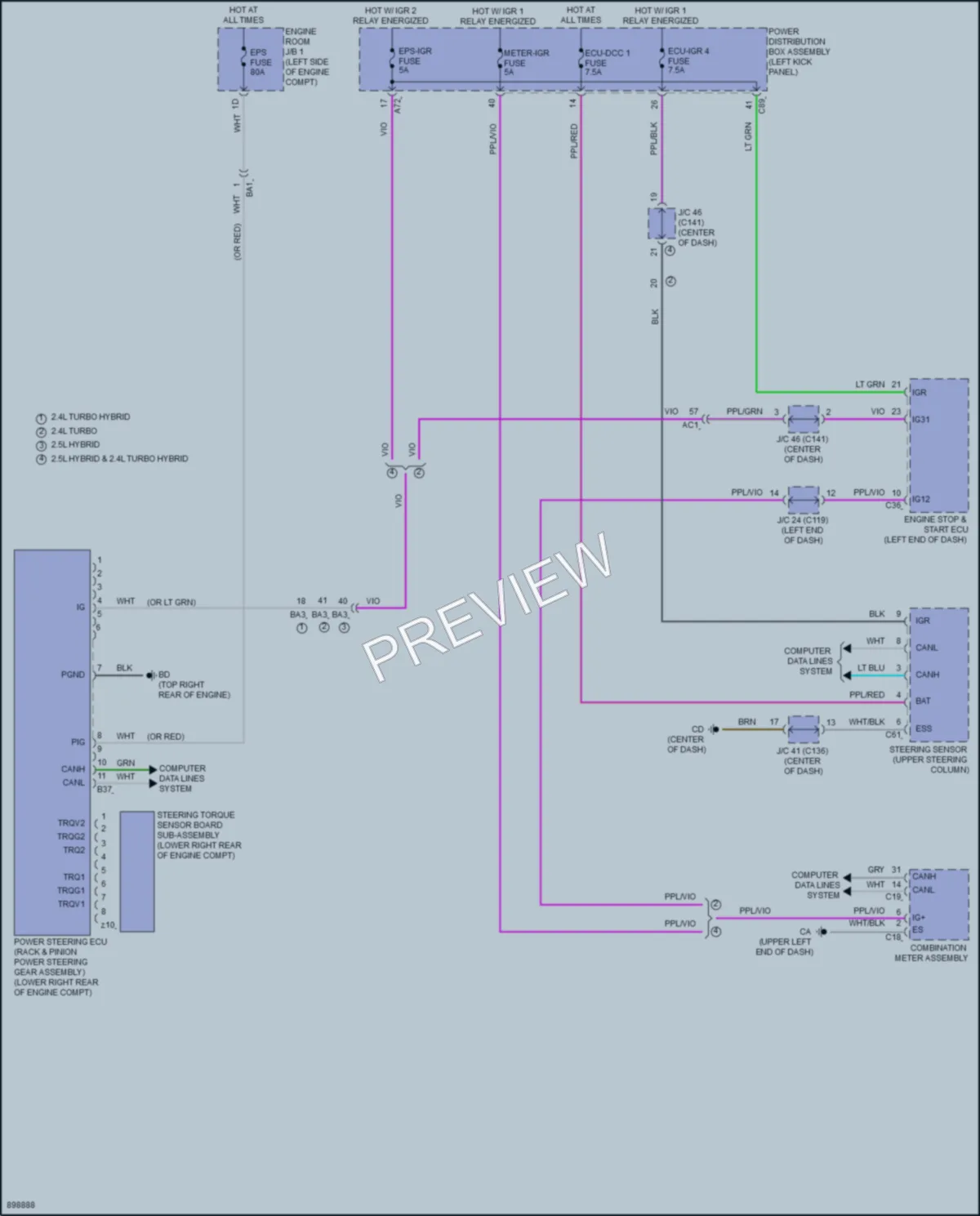 2025 Toyota GrandHighlander Electronic Power Steering wiring diagram preview