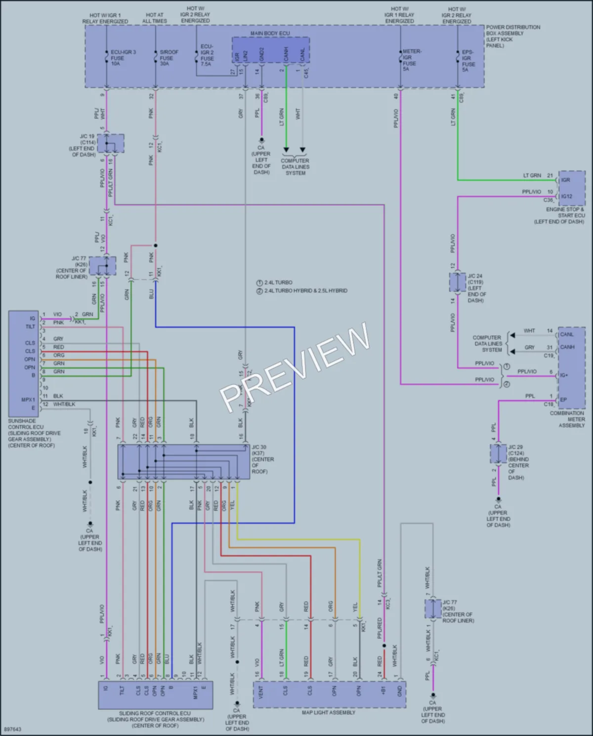 2025 Toyota GrandHighlander Power Top Sunroof wiring diagram preview