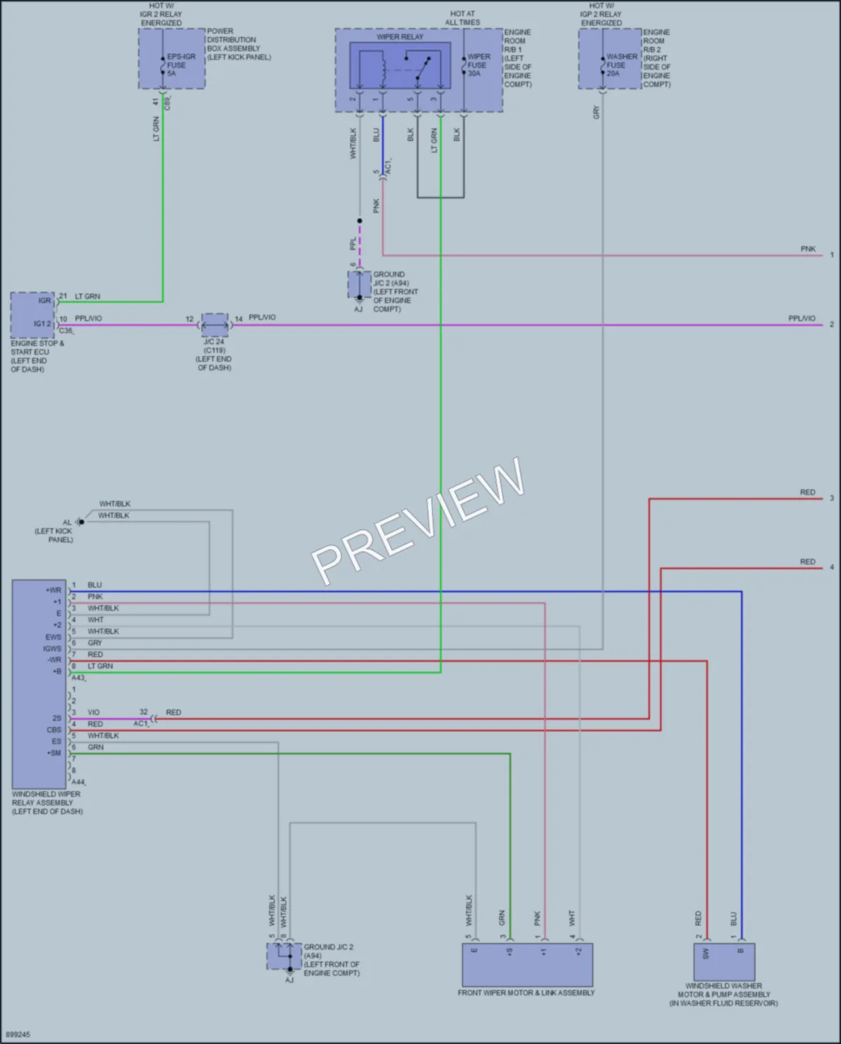 2025 Toyota GrandHighlander Wiper Washer wiring diagram preview