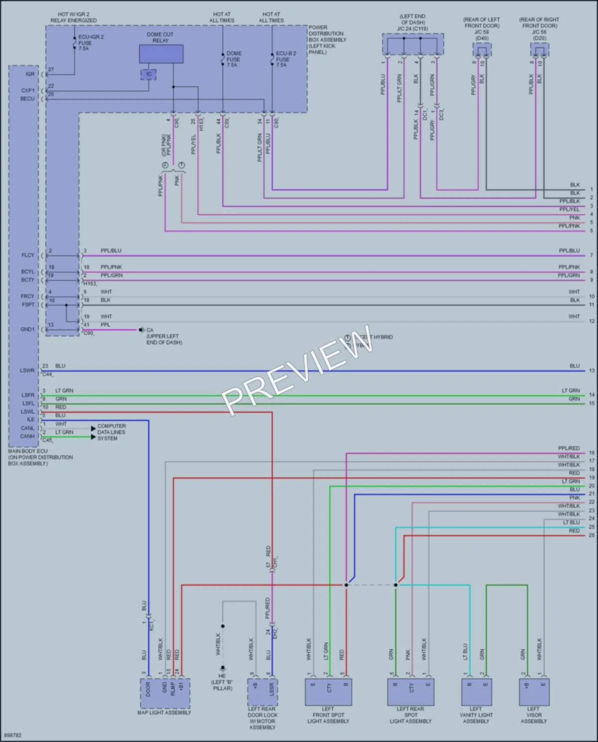 2025 Toyota Highlander Interior Lights wiring diagram preview