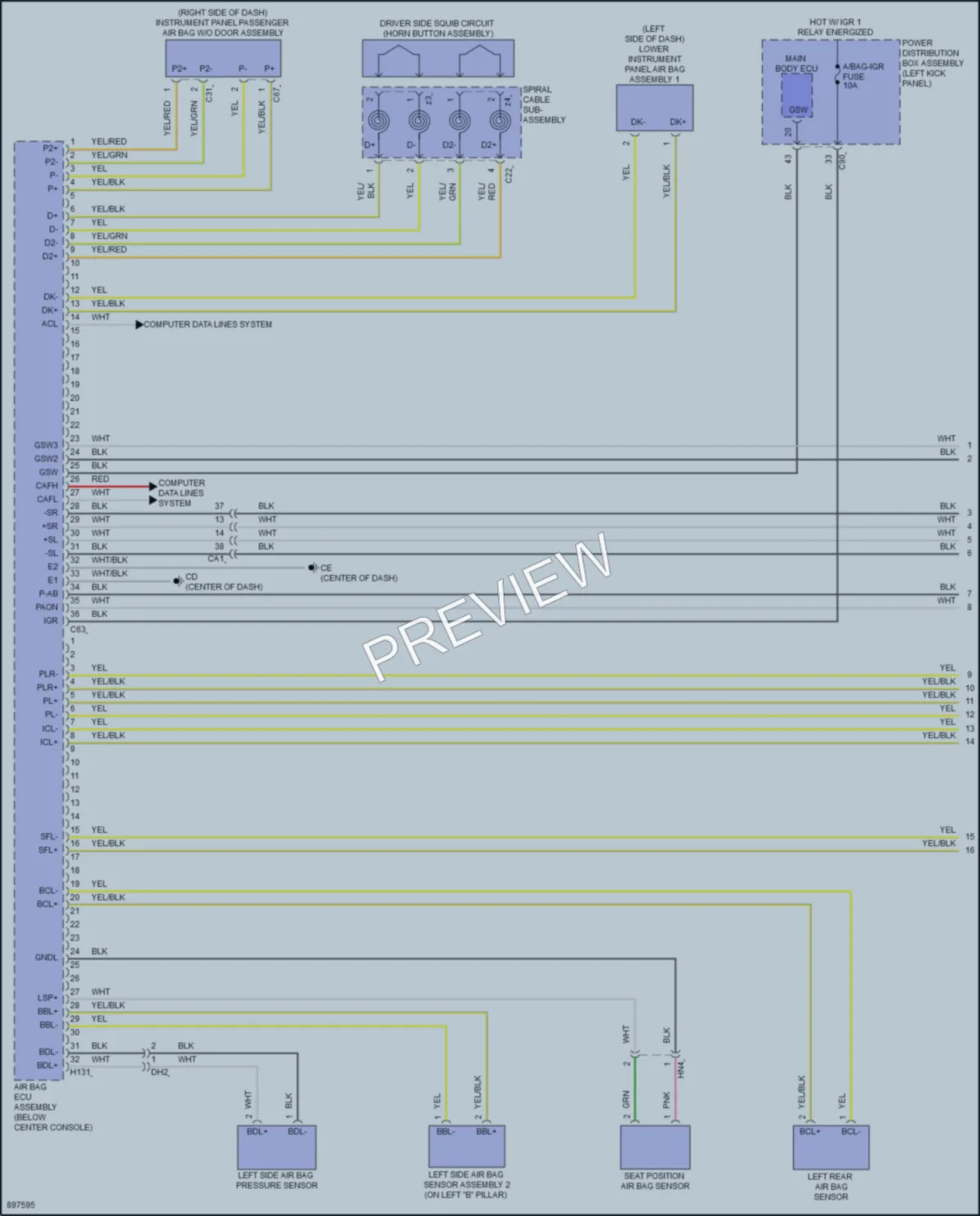 2025 Toyota Highlander Supplemental Restraints wiring diagram preview