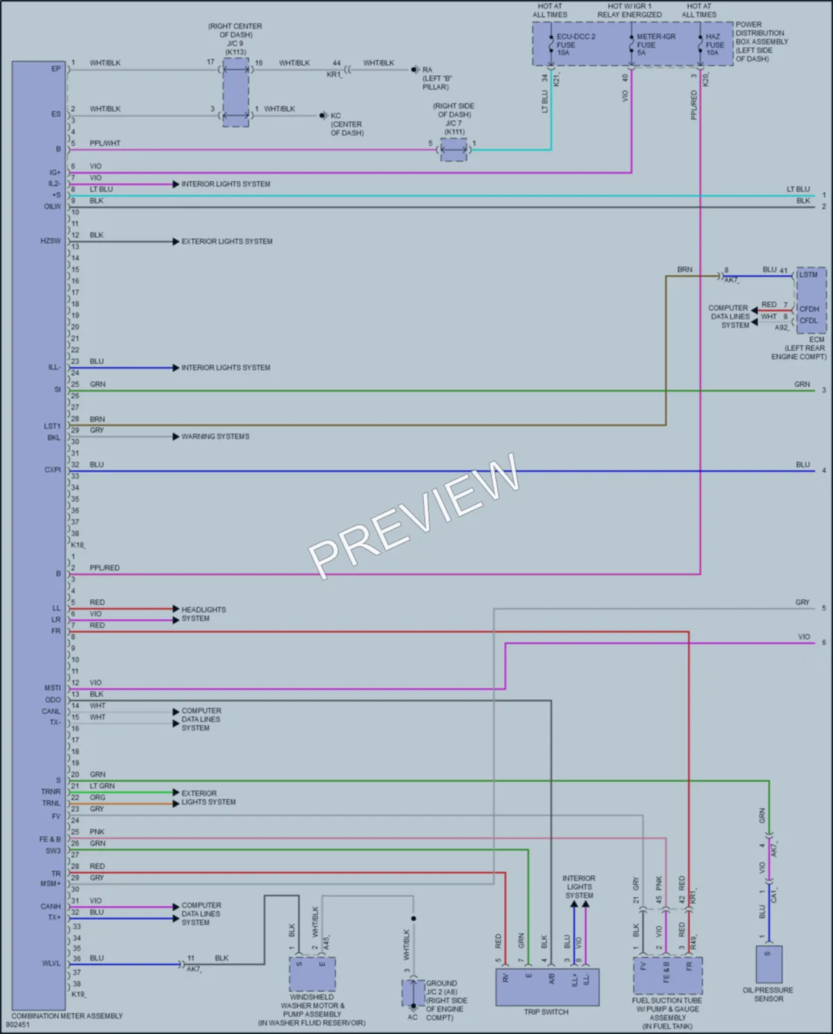 2025 Toyota Prius Instrument Cluster wiring diagram preview