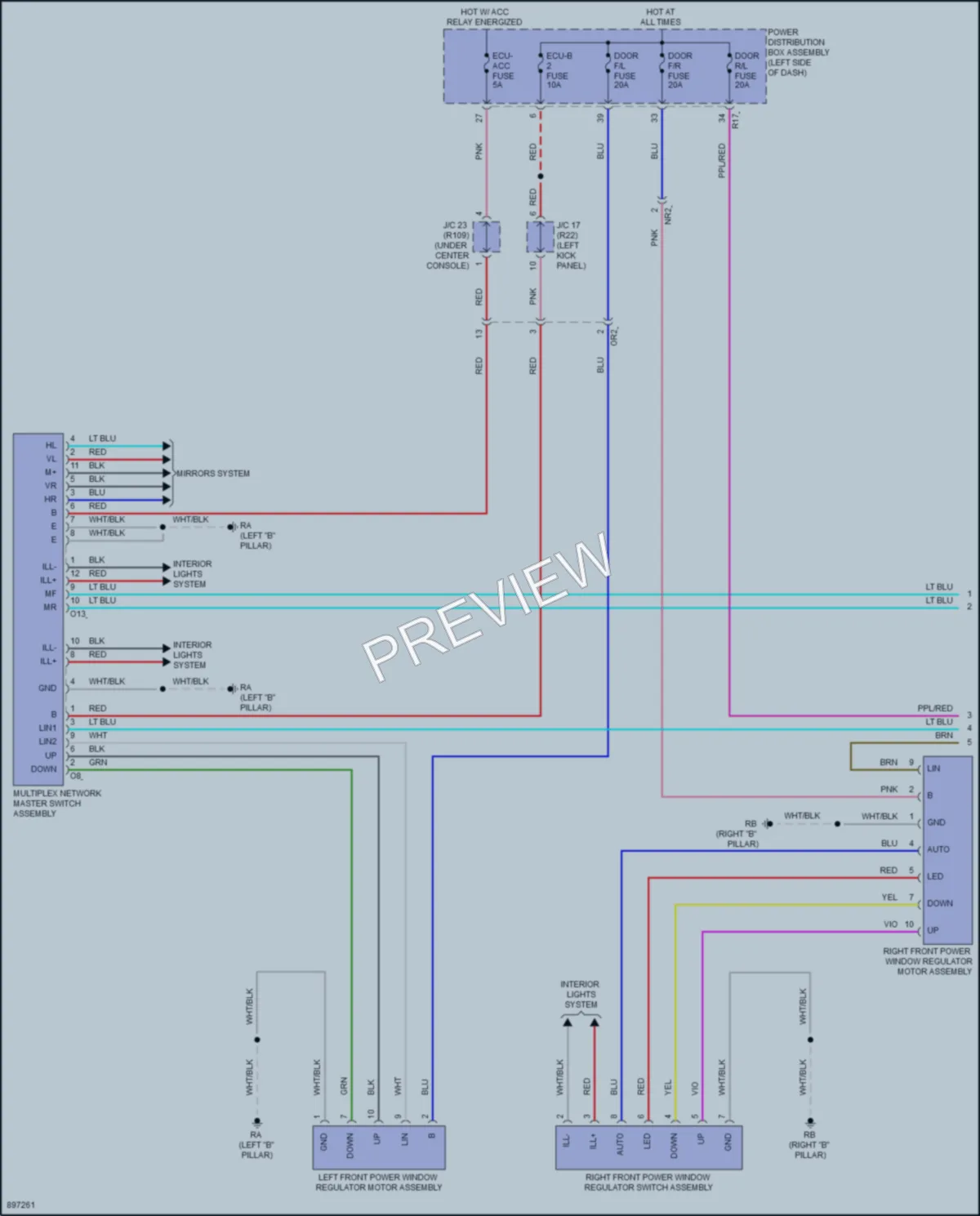 2025 Toyota Prius Power Windows wiring diagram preview