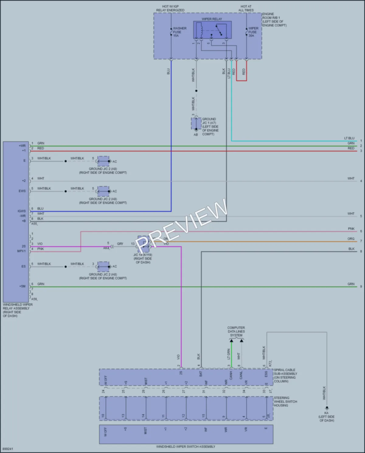 2025 Toyota Prius Wiper Washer wiring diagram preview
