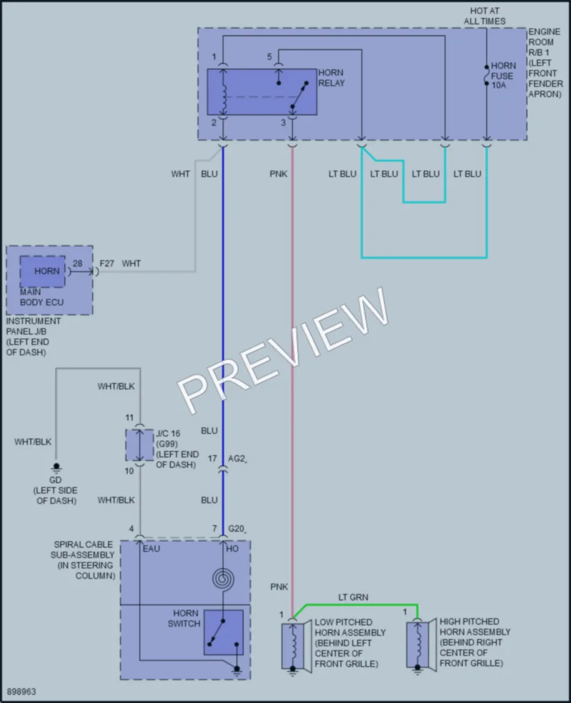 2025 Toyota RAV4 Horn wiring diagram preview