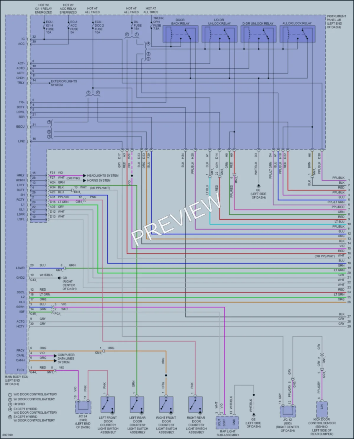 2025 Toyota RAV4 Power Door Locks wiring diagram preview