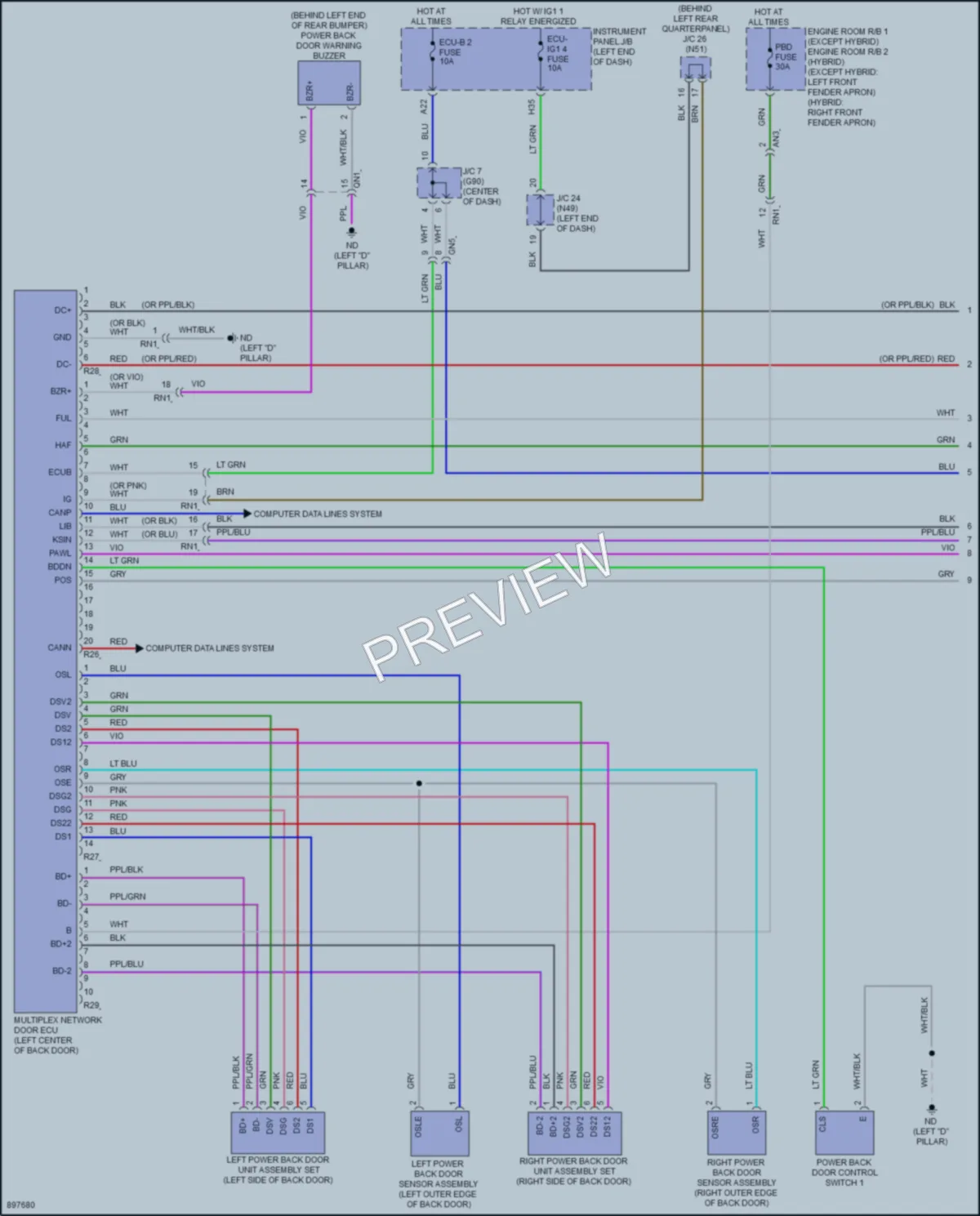 2025 Toyota RAV4 Trunk Tailgate Fuel Door wiring diagram preview