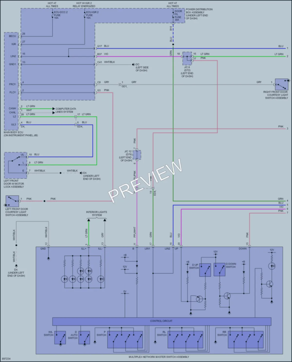 2025 Toyota Sienna Power Windows wiring diagram preview