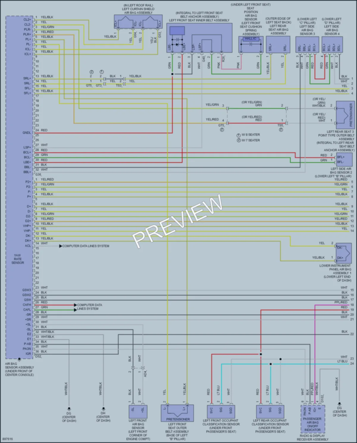 2025 Toyota Sienna Supplemental Restraints wiring diagram preview
