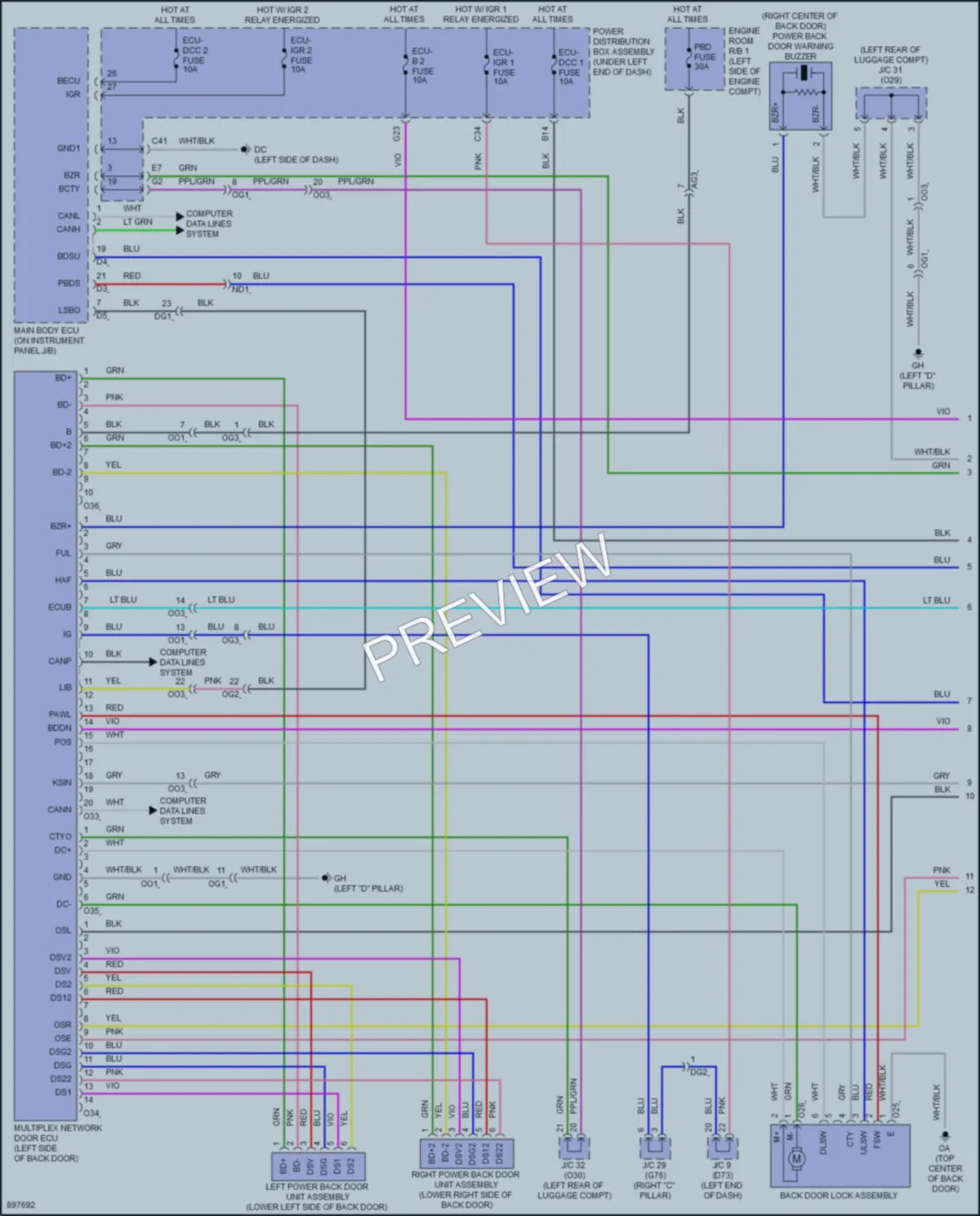 2025 Toyota Sienna Trunk Tailgate Fuel Door wiring diagram preview