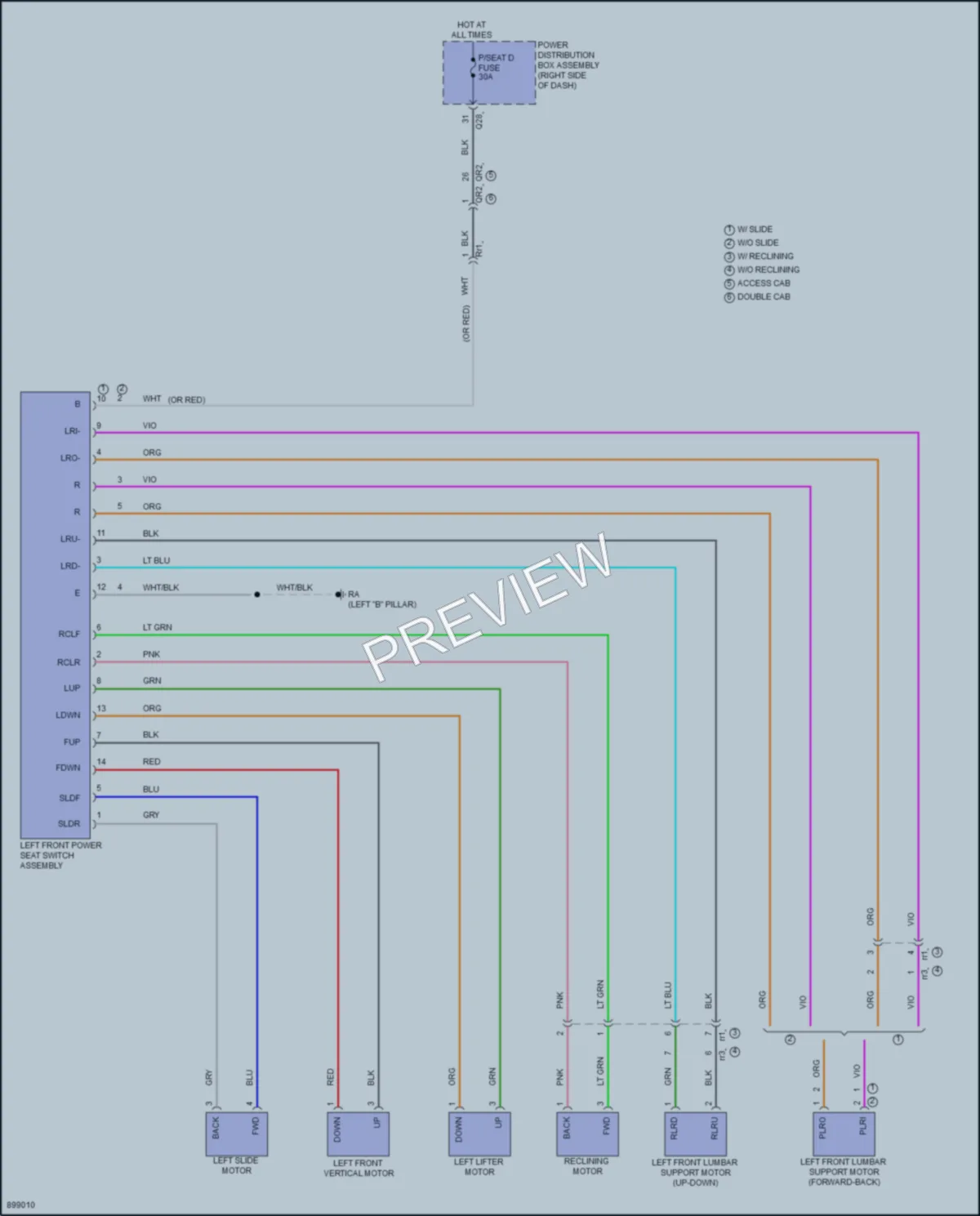 2025 Toyota Tacoma Power Seats wiring diagram preview