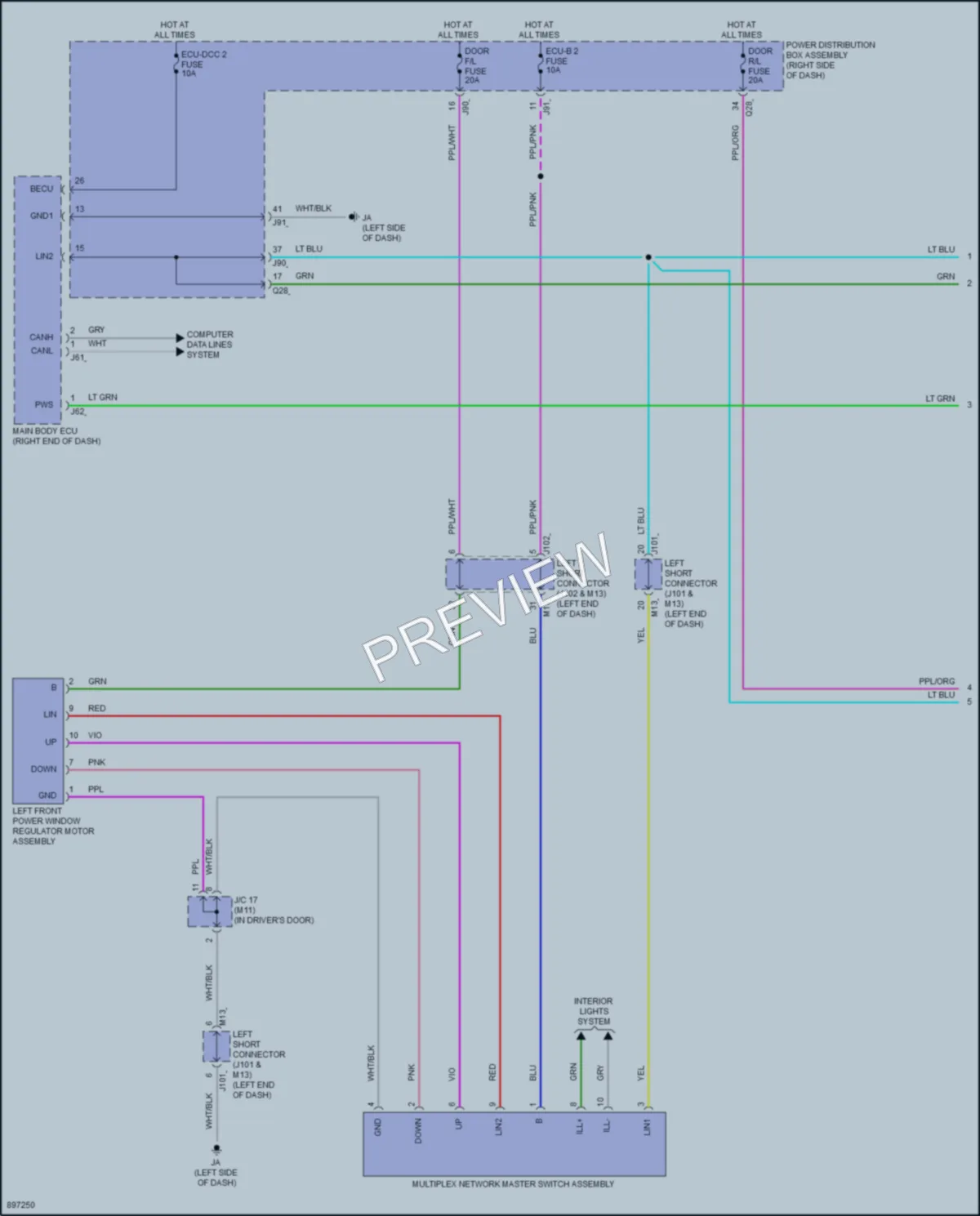 2025 Toyota Tacoma Power Windows wiring diagram preview