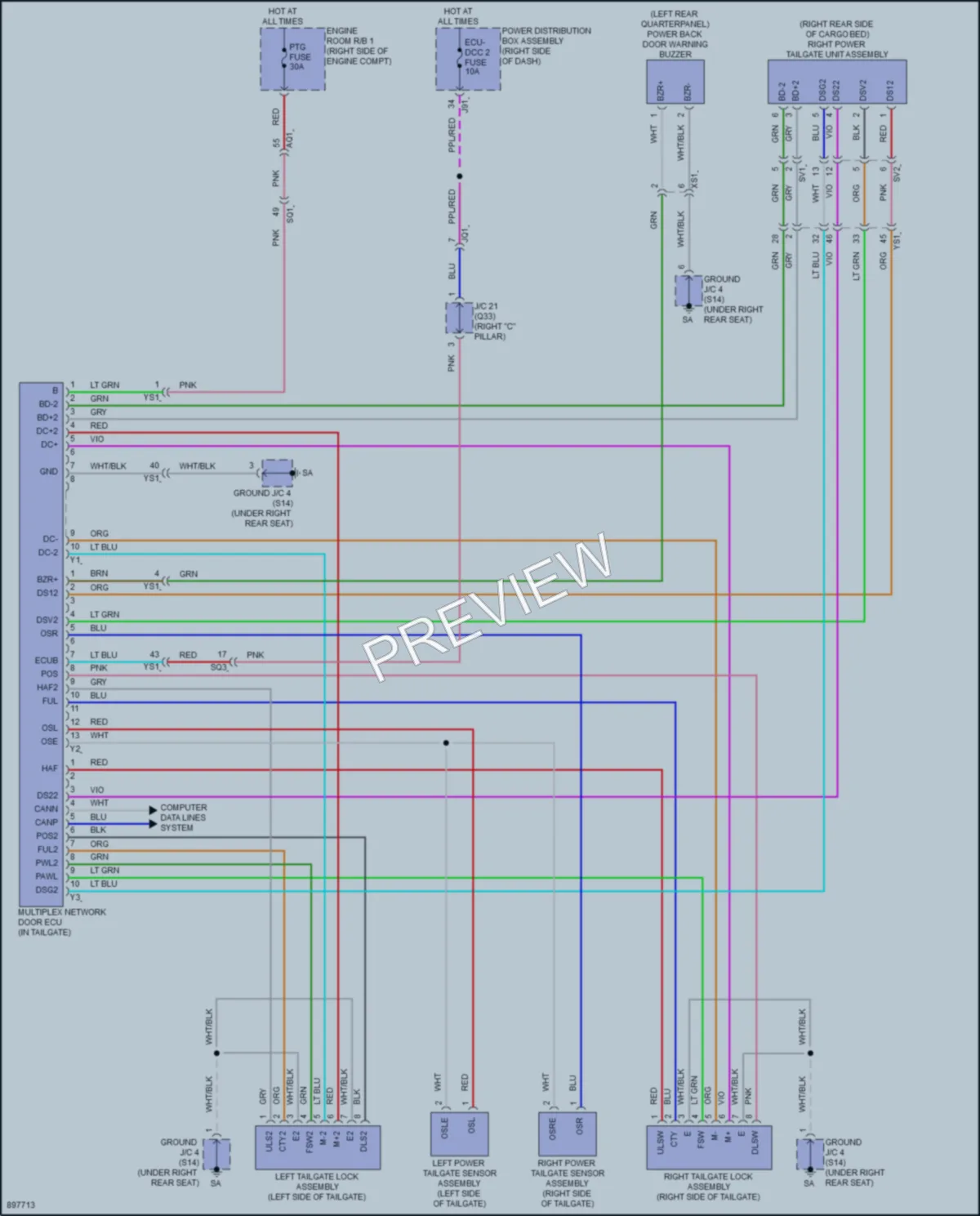2025 Toyota Tacoma Trunk Tailgate Fuel Door wiring diagram preview