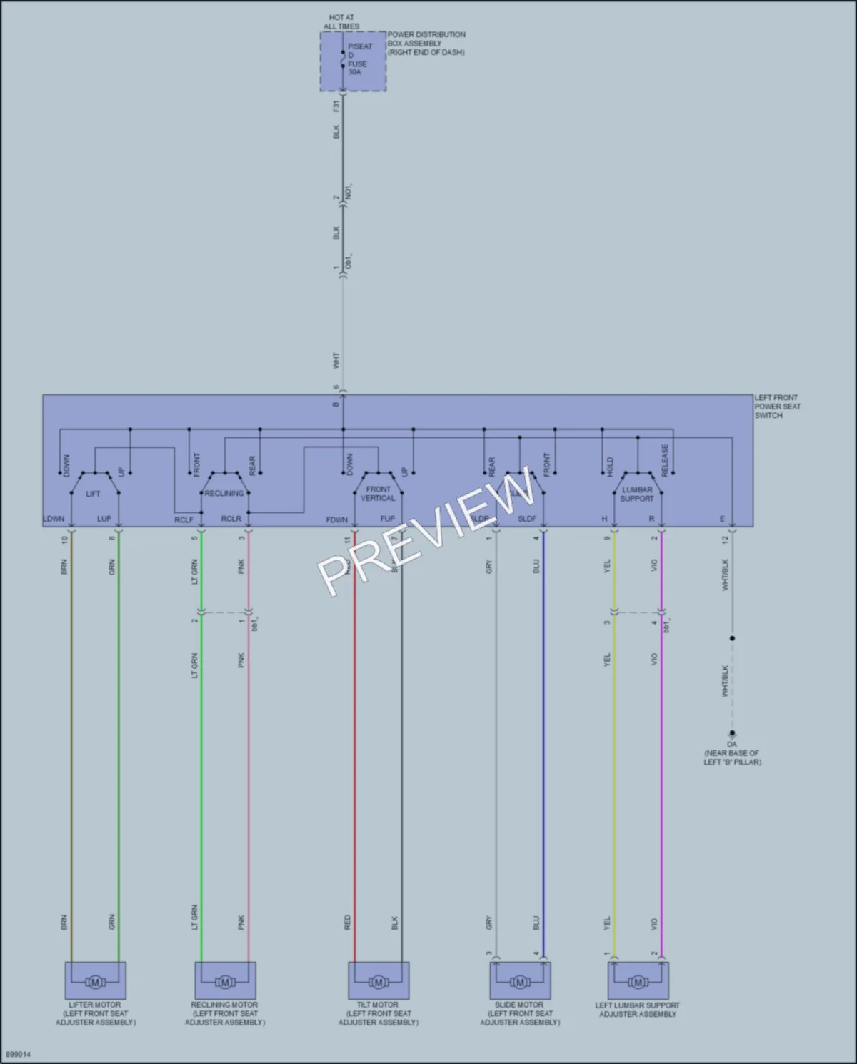 2025 Toyota Tundra Power Seats wiring diagram preview