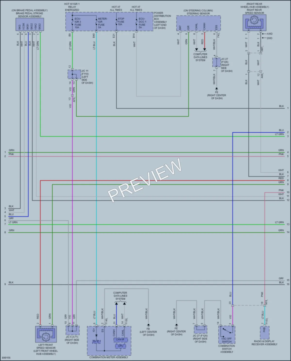 2025 Toyota bZ4X Anti Lock Brakes wiring diagram preview