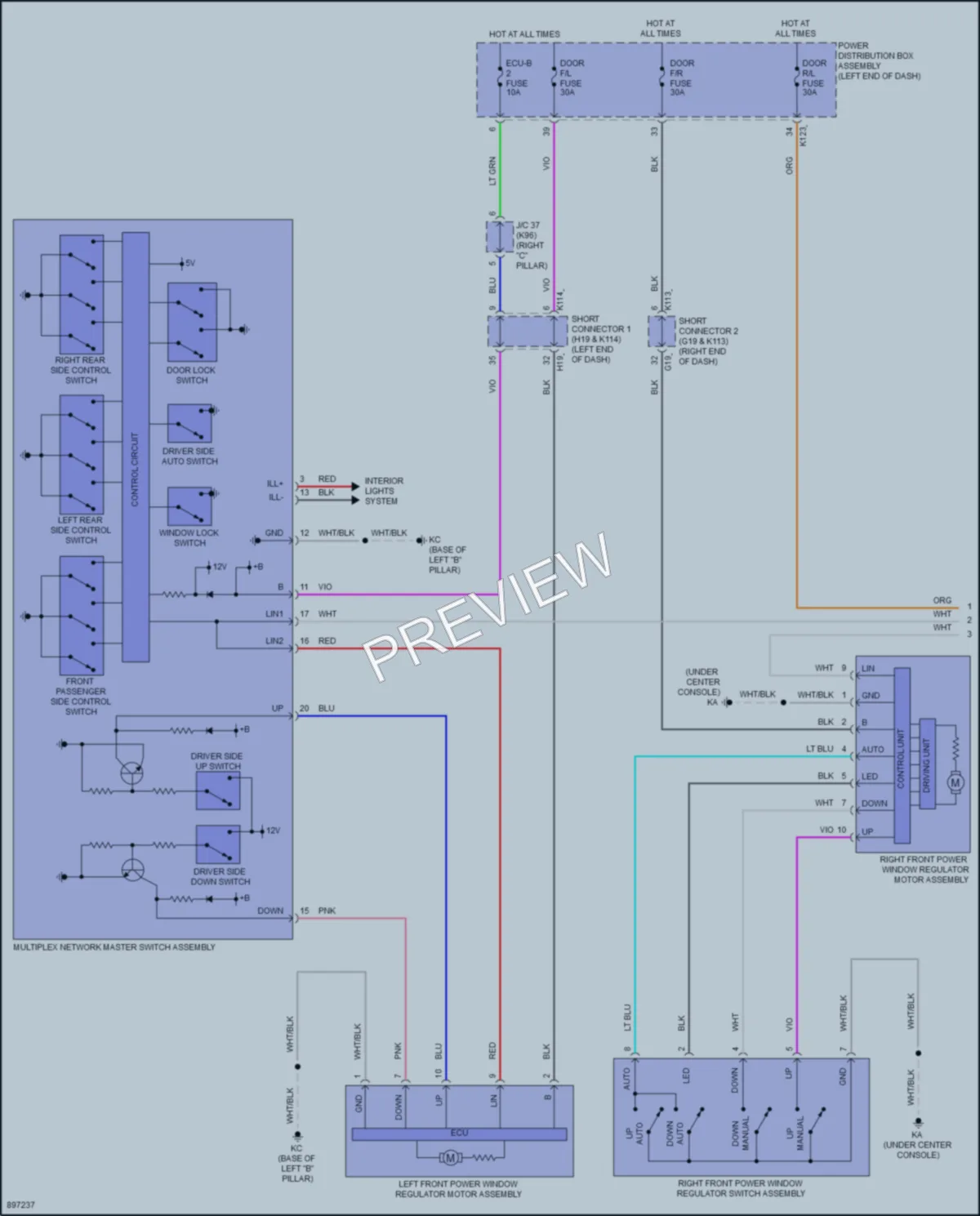 2025 Toyota bZ4X Power Windows wiring diagram preview